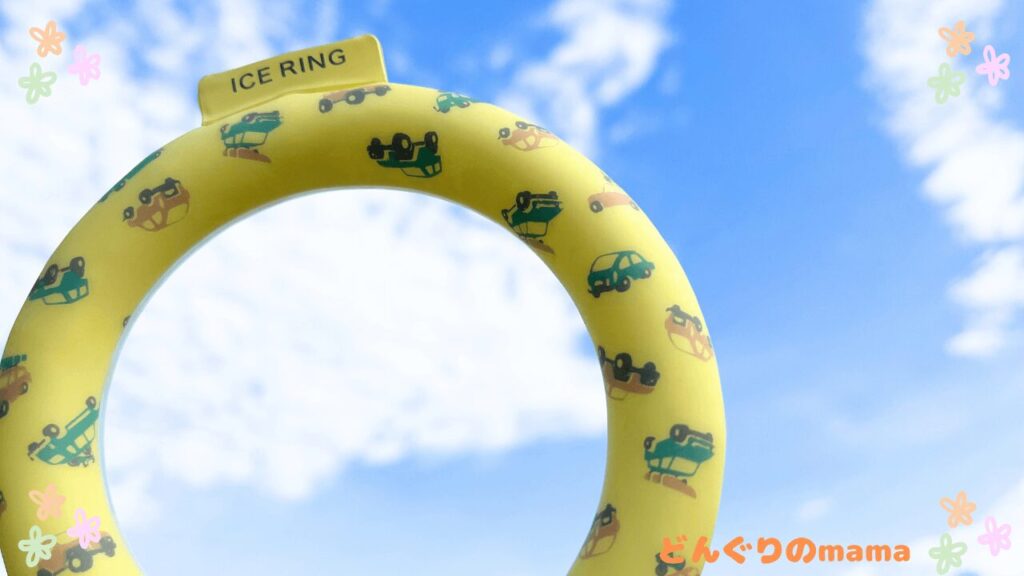 Ice ring cooling accessory with clear blue summer sky background for hot weather relief